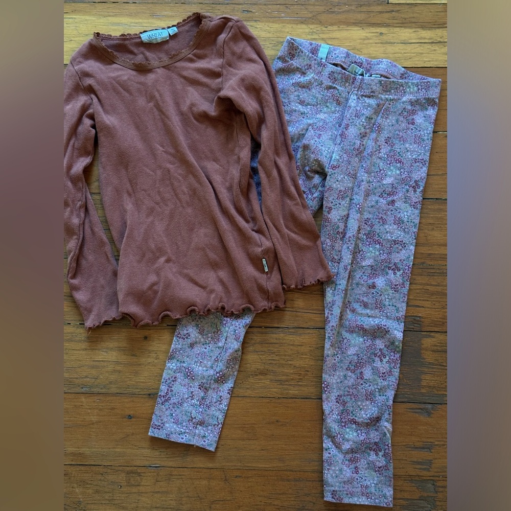 GUC Danish brand Wheat girls matching top and leggings size 4